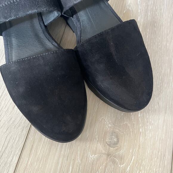 Eileen Fisher Marlow Mary Jane Women's 8 Black Suede Low Wedge Shoe Zip Back - Picture 4 of 10